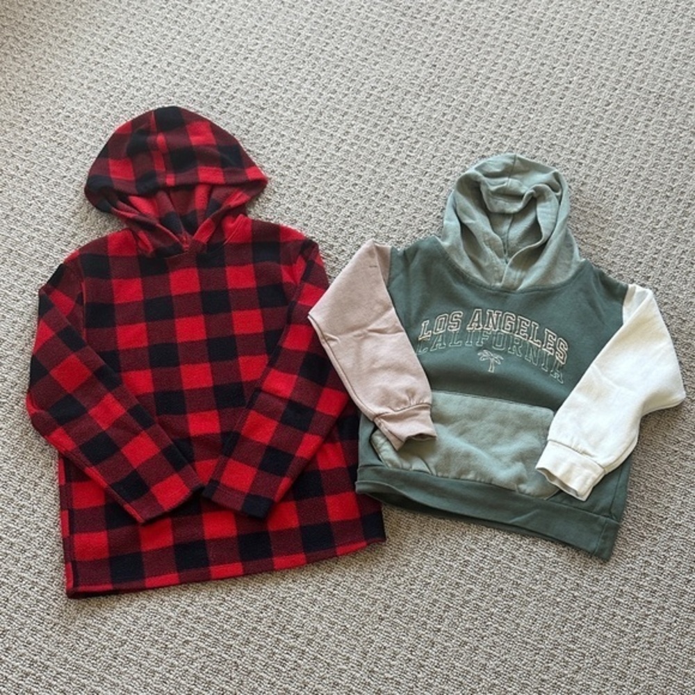 Plaid Red and Black Kids + LA Hoodie